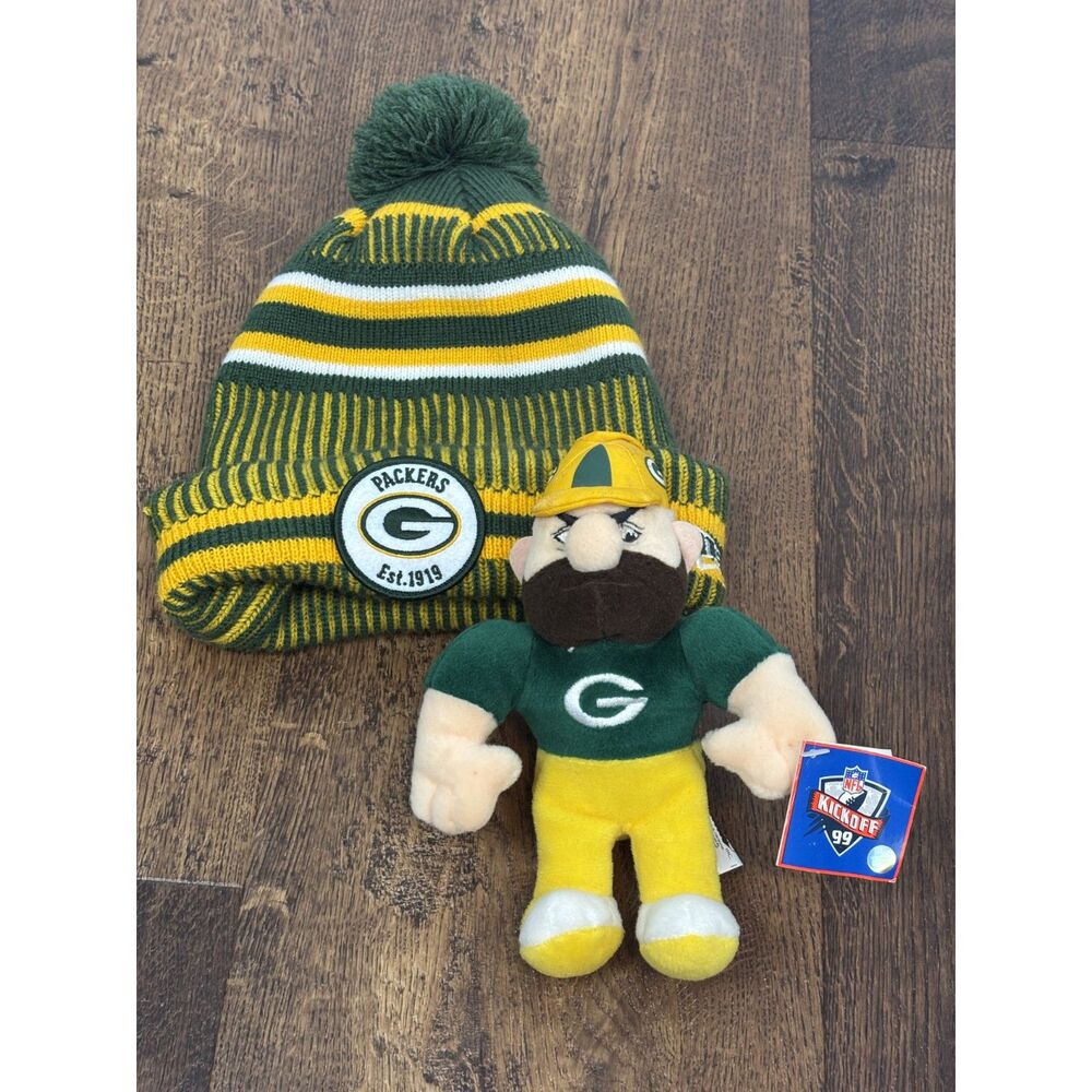 Green Bay Packers Knit Beanie Unisex & Packy Packer Stuffins Plush Toy